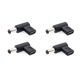 JZK 4PCS 12V USB Type C female to male DC 5.5 x 2.1 mm adapter, 90 degree right angled USB C connector to 5.5x2.1mm DC barrel jack plug adaptor for router, LED light, camera