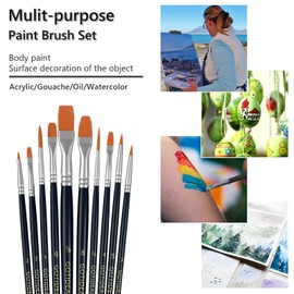 GOTIDEAL Paint Brush Set, 30 Pcs Round Pointed Tip, Small Nylon Hair Brushes for Acrylic, Oil and Gouache，Body, Face Nail Art and Rock Painting, Perfect for Kids & Adult