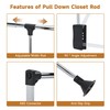 Pull Down Closet Rods for Hanging Clothes, Stainless Steel Adjustable
