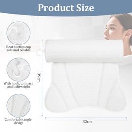 flintronic Badewannenkissen, Ergonomisches Luxus-Badewannenkissen, 4D-Badekissen für die Badewanne mit 6 Leistungsstarken Saugnäpfen für Home Spa und Badewannen Stützt Kopf, Nacken, Schultern, Rücken
