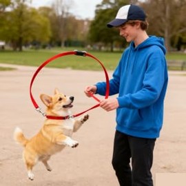 Pssopp Correa para Perros de Línea Larga, Correa Ligera para Entrenamiento de Cachorros para Perros Grandes, Senderismo, Campamento, Entrenamiento, Natación (Rojo)