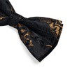 DiBanGu Mens Black and Gold Pretied Bow Ties Floral Bowtie