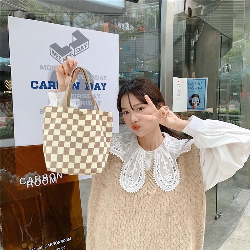 Roiyezo Women's Mini Tote Bag, Floral Pattern, Canvas, Lunch Bag,