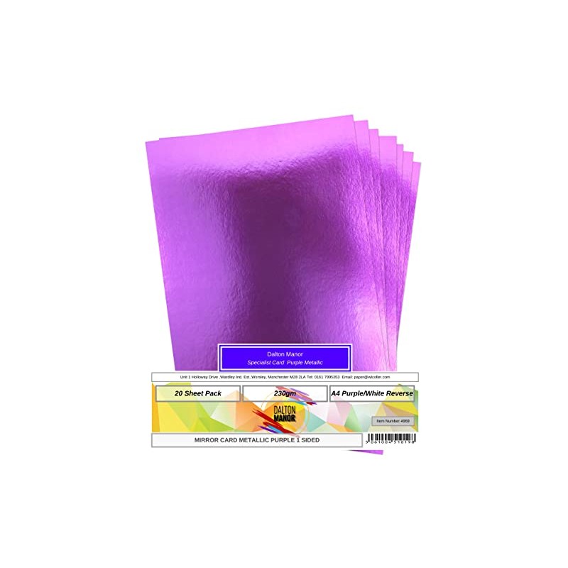 Dalton Manor Purple Metallic Card A4 230gsm Pack 20
