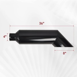 FGJQEFG 4 Inch Inlet 8 Inch Outlet Gloss Black Stainless Steel Miter Angle Cut Diesel Smoker Exhaust Stack Tip Diesel Exhaust Tip(Stack Smokers 4" ID Inlet 36" Long)