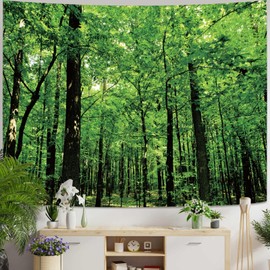 Skcess Wandtuch 300X260cm, Wandteppich Wald Natur Grün Tapestry Landschaft Dschungel Tapisserie Wandbehang für Wohnzimmer Schlafzimmer Wanddeko