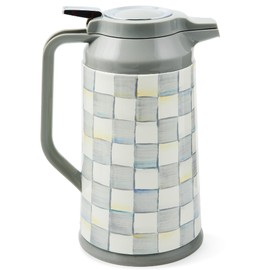 MACKENZIE-CHILDS Coffee Carafe, Stainless-Steel Coffee Carafe for Hot Liquids, 5.5-Cup Capacity, Gray-and-White Sterling Check