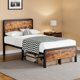 GAOMON Full Size Bed Frame with Headboard, Platform Bed Frame with Safe Rounded Corners & Strong Metal Slats Support, Mattress Foundation, Noise-Free, No Box Spring Needed