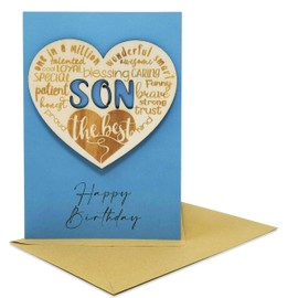 Birthday Card for Your Son with a Special Wooden Keepsake on the Front (Son)
