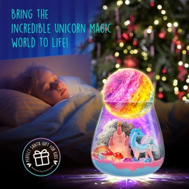 DIY-LAOESE Unicorn Gifts for Girls, Unicorn Terrarium Set with Moon Lamp Painting Set, Gift for Girls 4, 5, 6, 7, 8-12 Years Birthday, Craft Set for Children from 6 Years, Unicorn Toy