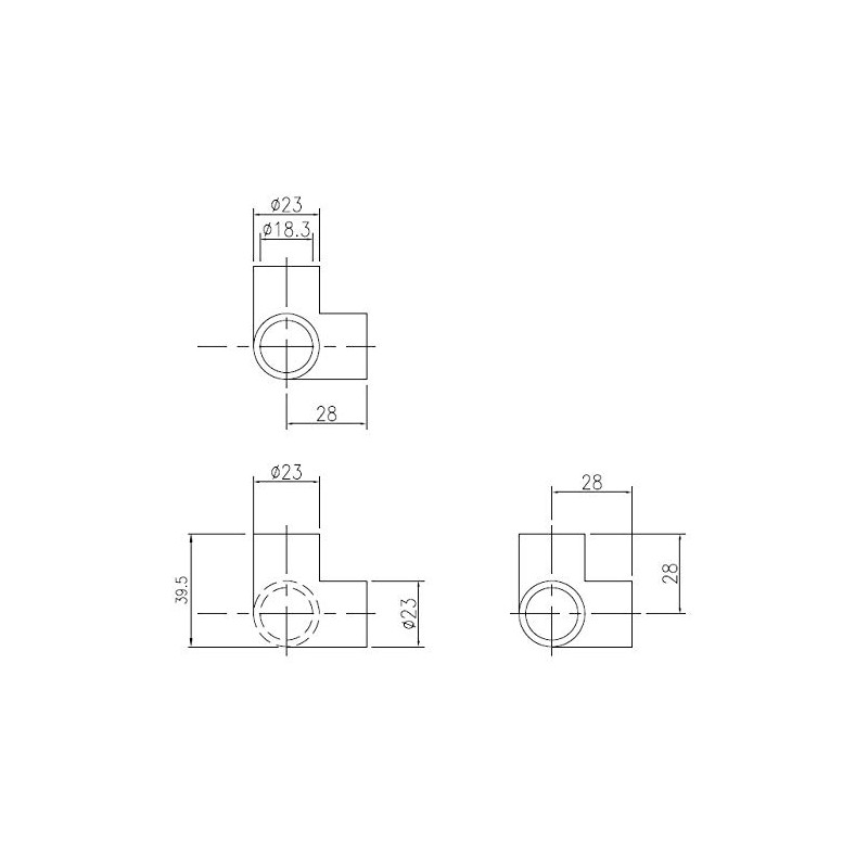 Kansai Kako 3-Way Short Elbow Fittings, Made of PVC, Space