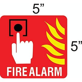 eSplanade Fire Alarm Sign Decal Sticker - Easy to Mount Weather Resistant Long Lasting Ink Size (5" x 5") (Fire Alarm (Pack of 2))