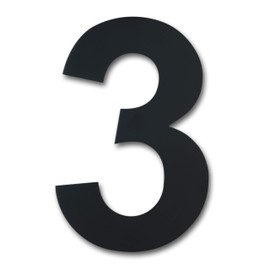 Brushed Modern Stainless Steel House Number 203 mm High Black Coating, Floating Appearance (Number 3)