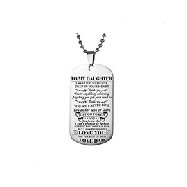 SBI Jewelry for Daughter Dog Tag Silver Necklace for Women Stainless Steel Necklaces Love You For The Rest Of Life Silver