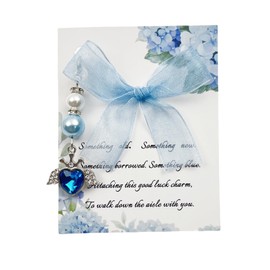 Dorla Cool Something Blue Charm Gift for Bride,Blue Bridal Bouquet Garter Charm,Bridal Shower Gift,Wedding Day Accessories from Mom Dad Grandparents Friend (Heart)