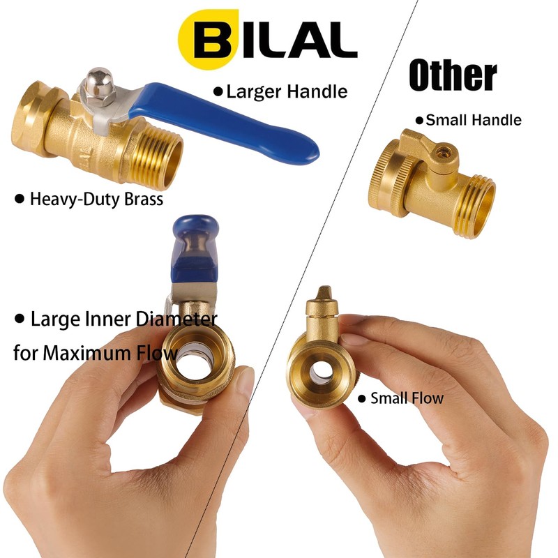 BILAL Heavy Duty Garden Hose Shut Off Valve with Long