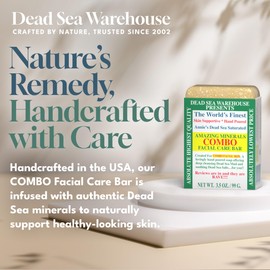Dead Sea Warehouse - Dead Sea COMBO Facial Care Bar - Face Soap for Women and Men - Clarifying Dead Sea Mud & Salt Soap for Combination Skin, Handmade & Unscented, 3.5 oz