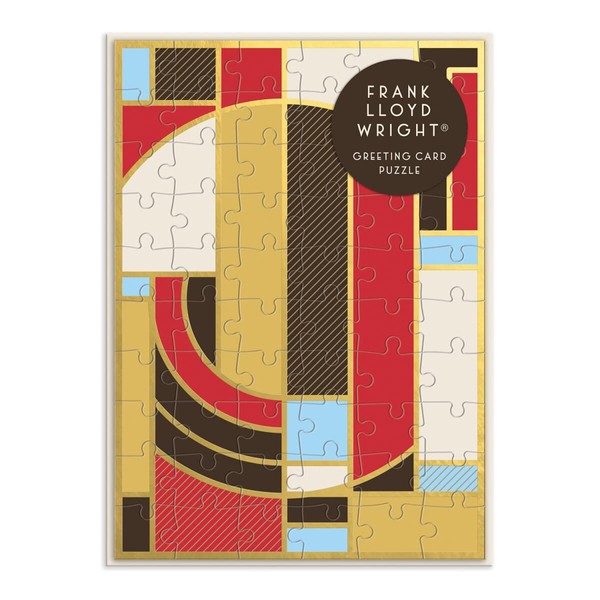 Galison Frank Lloyd Wright Hoffman Rug Greeting Card Puzzle, 60 Pieces – A Greeting Card and Jigsaw Puzzle Combined – Features Wright’s Iconic Artwork, Includes Envelope & Sticker Seal