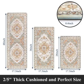 MJIAHOMDEC Cushioned Kitchen Rug Sets 3 Piece Anti Fatigue Kitchen Mats for Floor Non Slip Waterproof Kitchen Rugs and Mats Comfort Standing Mat Runner for Home Office,Sink,Laundry