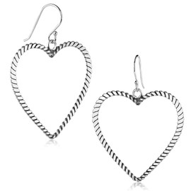 MATERIA by Matthias Wagner SO-499 Women's Earrings Heart 925 Silver 33 x 34 mm Antique