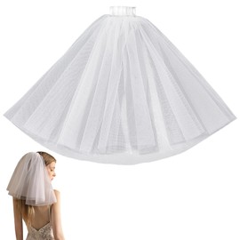 CABODYALS White Bridal Veil Short Tulle Multi Layered Headpiece Headwear with Hair Comb Detachable Simple Style Elegant Cut Edge Veils for Women Bride Gifts Wedding Engagement Bachelorette Party