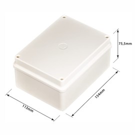 Junction Box ABS Housing 155 x 115 x 75 mm Junction Box Dustproof Junction Box Junction Box White with Screw Dowel Seal Clamp and Cable Tie intervisio