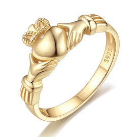 ChicSilver Celtic Rings for Women Gold Claddagh Ring Dainty Love Promise Heart Rings Celtic Knot Irish Ring - Size 6