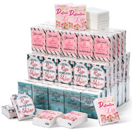 Outus 200 Packs Travel Size Pocket Tissues Individual Facial Tissue Packs Bulk Mini Inspirational Pocket Paper 3 Ply for Family Holiday Travel School Office Car Wedding Party (Floral)