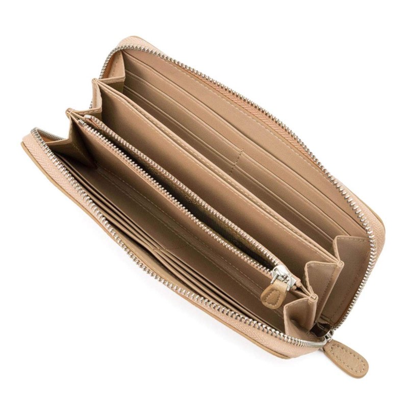 Balcos Crocodile-Embossed Long Wallet, Women's, ONESIZE, Round Zipper, Genuine Leather,