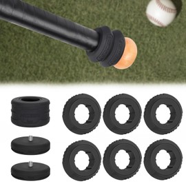 Hikeen 6 PCS Baseball Bat Grip Choke Up Rings with Baseball Bat Weighted Swing Knob 15 OZ for Baseball & Softball T Ball Swing Training