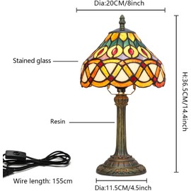 Hobaca Beleuchtung Traditionelle Tiffany-Stil Tischlampen 14,4" Hoch Blühende Antike Glasmalerei Lampe Für Wohnzimmer Schlafzimmer Haus Nachttisch Nachttisch Home Office