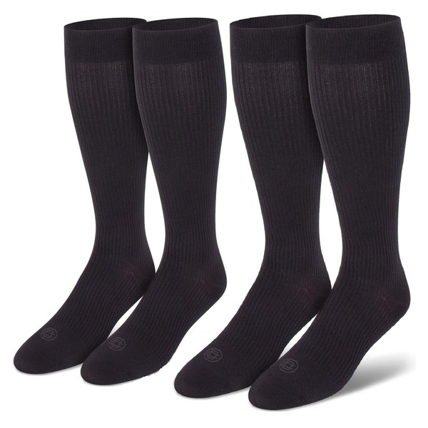 Doctor's Choice Compression Socks for Men, 8-15 mmhg, Wide Calf Compression Stockings for Men, Single & 2 Pair Packs Long Socks for Men, Compression Socks for Nurses, Black, Large: Shoe Size 6-12.5