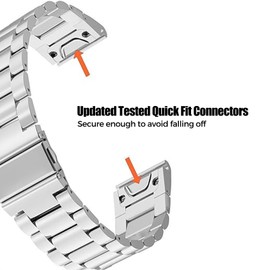 Synsing Metal Band Compatible for Fenix 8 47mm/E 47mm/7/6 Pro/5 Plus/EPIX 2/Forerunner 965 955, 26mm Metal Quick Release Stainless Steel WatchBand for Fenix 8 51mm/Enduro 3 51mm/7X Pro Sapphire Solor