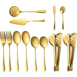 12-Piece Gold Stainless Steel Kitchen Utensil Set, Mirror Polished, Dishwasher Safe (Rose Gold)