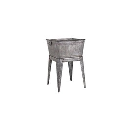 Maykoosh Rustic Romance Multi-Functional Galvanized Metal Tub On Angled Legs Stand, Constructed with Iron, Gray - 32.00" x 20.25" x 20.25"