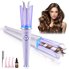 Rizador Automático para Cabello, Rizadora para Cabello de 25 mm, Temperatura Ajustable, Antiescaldaduras, Efecto de Onda Grande, Calentamiento Rápido y Control de Dirección del Rizo(Púrpura)