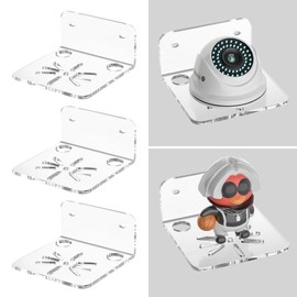 Sezanrpt Clear Acrylic Wall Shelf 3 Pack for Smart Security Cameras, Baby & Pet Monitors, Small Floating Shelf for Plants, Speaker, Dog Camera, with Cable Clips
