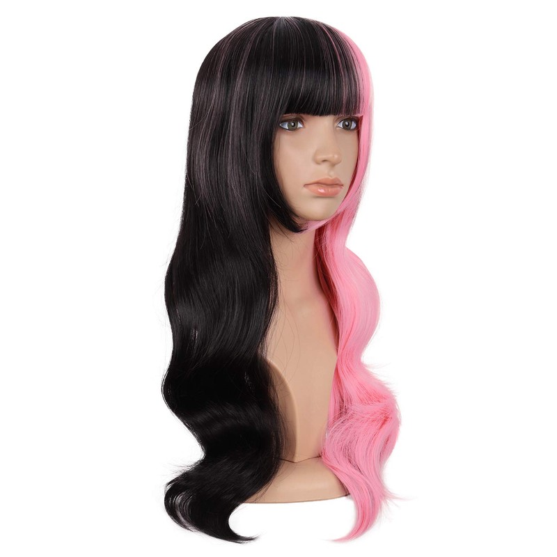 MapofBeauty 24 Inch/60cm Multicolor Flat Bangs Long Curly Fashion Cosplay