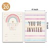 Pink Rainbow Birthday Party Invitations - Boho Rainbow Party Supplies