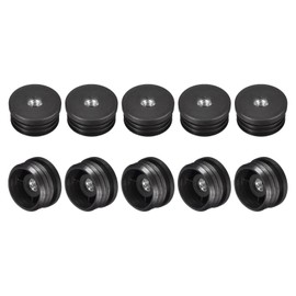 sourcing map 16Pcs Plastic Threaded Tube Inserts with M8 Thread, for 38mm/1.5" OD Round Tube, Adjustable Round Black Plastic Plug Caster Insert Chair End Caps Furniture Leg Plug
