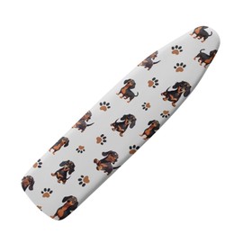 Guevoxuh Heatproof Ironing Board Cover Dachshund Dog Paw Print Pattern Ironing Board Protective Covers Table Cover with 3 Fasteners Scorch Resistant Home Decor, 15 x 54 Inches