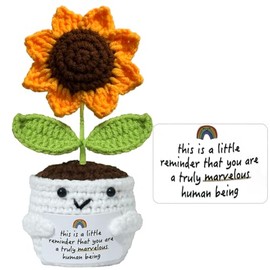Positive Crochet Sunflowers - This is A Little Reminder - Emotional Support Crochet Knitted Flower,Graduation Appreciation Sunflower Gifts for Teacher,Sister,Best Friend,Coworker,Women,Men