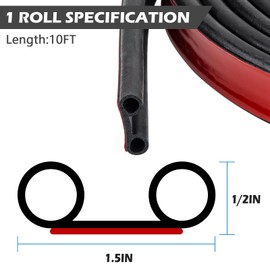 MYFAMIREA 10Ft Adhesive Tailgate Seal EPDM Rubber Universal Car Seal Strip for Pickups, Truck, Auto Car, and Noise Reduction, Waterproof, Dustproof, Soundproof