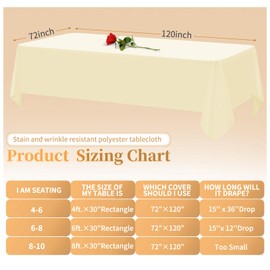 12 Pack Beige Tablecloths for Rectangle Tables Stain and Wrinkle Resistant Washable Polyester Tablecloth 72 x 120 Inch Table Cloth Rectangle Table 6-8 Foot Rectangle Table Cloth for Wedding Party