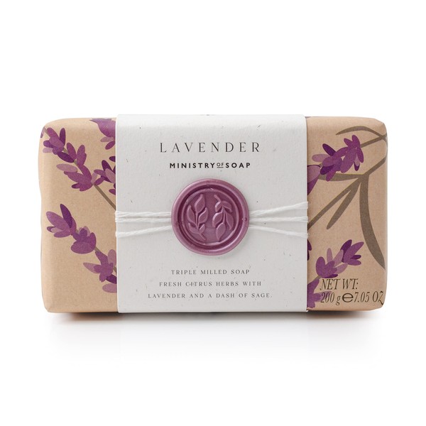 Ministry of Soap British Bouquet, Naturally Coloured, Triple-Milled Soap, Lavender