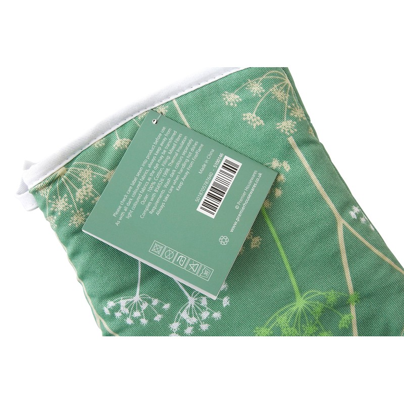 Premier Housewares Cow Parsley Single Oven Glove - Green