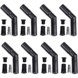 Ton's Performance Black Ceramic Spark Plug 45 Degree Boot Set of 8 includes silicone plug and wire bushings, spark plug terminals and high temp ceramic boots TONS-45CK-8PK