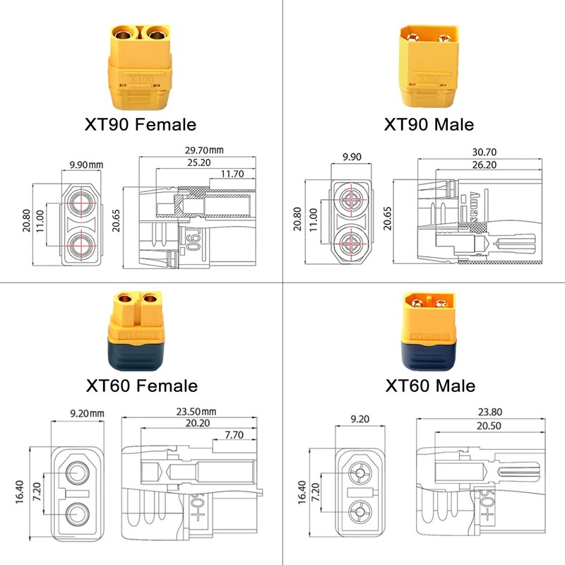 10 Feet Female XT90 Solar Cable 10 AWG, XT90 Connector
