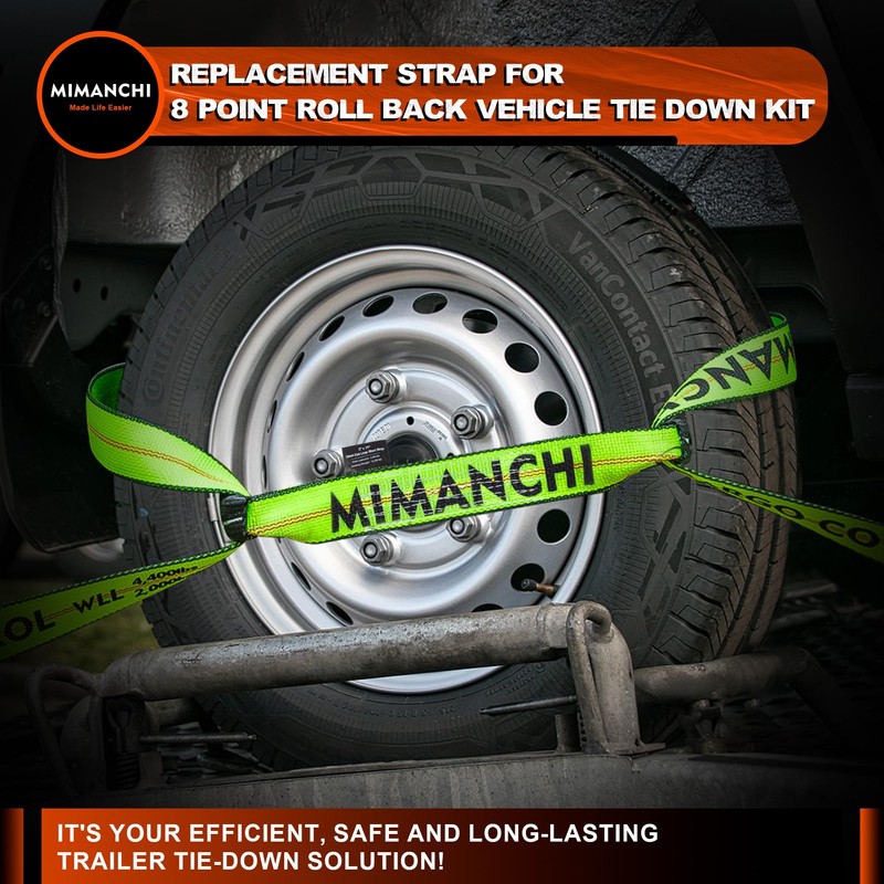 Mimanchi 2" x 16' Tie Down Strap with Chain Extension