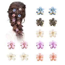 BIKPRST Pack of 14 Mini Pearl Hair Clips, Cute Hair Clips, Small Hair Clips, Flower Hair Clips, Women Girls Hair Accessories, Daily Party, Wedding (Mixed Colours)